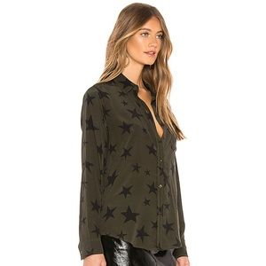 Rails | Kate Silk Blouse Sage & Black Stars